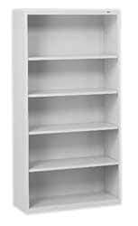 Tennsco - 5 Shelf, 66" High x 34-1/2" Wide Bookcase - 13-1/2" Deep, Steel, Putty - Exact Tool & Supply