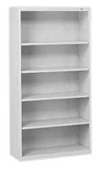 Tennsco - 5 Shelf, 66" High x 34-1/2" Wide Bookcase - 13-1/2" Deep, Steel, Putty - Exact Tool & Supply
