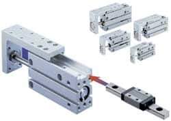 SMC PNEUMATICS - 10mm Bore x 40mm Stroke Compact Slide Cylinder - 101.5 Max psi, 14 to 158°F, M5x0.8 Port, 86.5mm Long x 20mm Wide x 47mm High - Exact Tool & Supply
