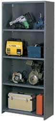 Tennsco - 6 Shelf, 450 Lb. Capacity, Free Standing Closed Shelving - 48 Inch Wide x 24 Inch Deep x 87 Inch High, Medium Gray - Exact Tool & Supply