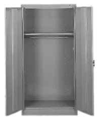Tennsco - 1 Shelf Wardrobe Storage Cabinet - Steel, 36" Wide x 18" Deep x 72" High, Putty - Exact Tool & Supply