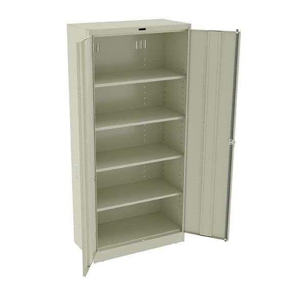 Tennsco - 5 Shelf Locking Storage Cabinet - Steel, 36" Wide x 18" Deep x 78" High, Putty - Exact Tool & Supply