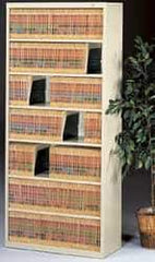 Tennsco - 7 Shelf, 78" High x 34-1/2" Wide Bookcase - 13-1/2" Deep, Steel, Putty - Exact Tool & Supply