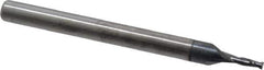 SGS - 3/64", 7/64" LOC, 1/8" Shank Diam, 1-1/2" OAL, 2 Flute, Solid Carbide Square End Mill - Single End, AlTiN Finish, Spiral Flute, 30° Helix, Centercutting, Right Hand Cut, Right Hand Flute, Series 3 - Exact Tool & Supply