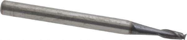 SGS - 5/64", 3/16" LOC, 1/8" Shank Diam, 1-1/2" OAL, 2 Flute, Solid Carbide Square End Mill - Single End, AlTiN Finish, Spiral Flute, 30° Helix, Centercutting, Right Hand Cut, Right Hand Flute, Series 3 - Exact Tool & Supply