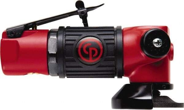 Chicago Pneumatic - 2" Wheel Diam, 22,000 RPM, Pneumatic Angle & Disc Grinder - 3/8-24 Spindle, 8 CFM, Side Exhaust - Exact Tool & Supply
