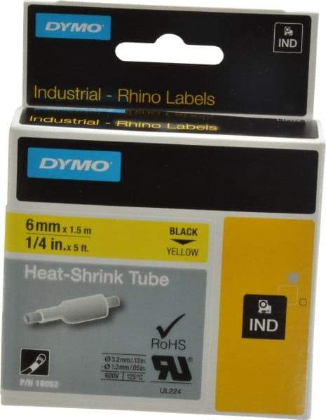 Dymo - 60" Long, Yellow Heat Shrinkable Polyolefin Heat Shrink Tubing - For RhinoPRO 3000 - Exact Tool & Supply