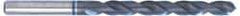 Accupro - #11 120° Spiral Flute Cobalt Screw Machine Drill Bit - TiAlN Finish, Right Hand Cut, 26mm Flute Length, 62mm OAL, Faceted Point, Straight Shank - Exact Tool & Supply