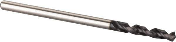 Accupro - 5/64" 120° Spiral Flute Cobalt Screw Machine Drill Bit - TiAlN Finish, Right Hand Cut, 12mm Flute Length, 38mm OAL, Split Point, Straight Shank - Exact Tool & Supply