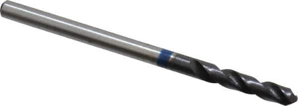 Accupro - 7/64" 120° Spiral Flute Cobalt Screw Machine Drill Bit - TiAlN Finish, Right Hand Cut, 16mm Flute Length, 46mm OAL, Split Point, Straight Shank - Exact Tool & Supply