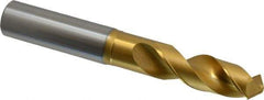 OSG - 15.00124mm 120° Spiral Flute Vanadium High Speed Steel Screw Machine Drill Bit - TiN Finish, Right Hand Cut, 56mm Flute Length, 116mm OAL, Faceted Point, Straight Shank - Exact Tool & Supply
