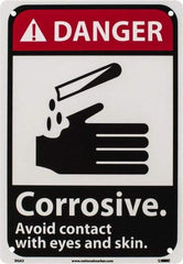 NMC - "Danger - Corrosive - Avoid Contact with Eyes and Skin", 10" Long x 7" Wide, Rigid Plastic Safety Sign - Rectangle, 0.05" Thick, Use for Accident Prevention - Exact Tool & Supply