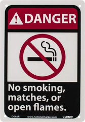 NMC - "Danger - No Smoking, Matches or Open Flames", 10" Long x 7" Wide, Rigid Plastic Safety Sign - Rectangle, 0.05" Thick, Use for Accident Prevention - Exact Tool & Supply