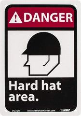 NMC - "Danger - Hard Hat Area", 10" Long x 7" Wide, Rigid Plastic Safety Sign - Rectangle, 0.05" Thick, Use for Accident Prevention - Exact Tool & Supply
