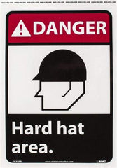 NMC - "Danger - Hard Hat Area", 14" Long x 10" Wide, Pressure-Sensitive Vinyl Safety Sign - Rectangle, 0.004" Thick, Use for Accident Prevention - Exact Tool & Supply