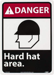 NMC - "Danger - Hard Hat Area", 14" Long x 10" Wide, Rigid Plastic Safety Sign - Rectangle, 0.05" Thick, Use for Accident Prevention - Exact Tool & Supply