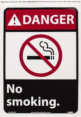 NMC - "Danger - No Smoking", 14" Long x 10" Wide, Pressure-Sensitive Vinyl Safety Sign - Rectangle, 0.004" Thick, Use for Accident Prevention - Exact Tool & Supply