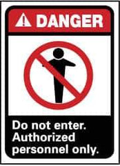 NMC - "Danger - Do Not Enter - Authorized Personnel Only", 10" Long x 7" Wide, Rigid Plastic Safety Sign - Rectangle, 0.05" Thick, Use for Security & Admittance - Exact Tool & Supply