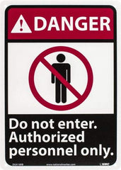 NMC - "Danger - Do Not Enter - Authorized Personnel Only", 14" Long x 10" Wide, Rigid Plastic Safety Sign - Rectangle, 0.05" Thick, Use for Security & Admittance - Exact Tool & Supply