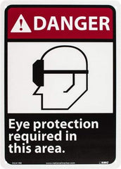 NMC - "Danger - Eye Protection Required in This Area", 14" Long x 10" Wide, Rigid Plastic Safety Sign - Rectangle, 0.05" Thick, Use for Accident Prevention - Exact Tool & Supply