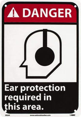 NMC - "Danger - Ear Protection Required in This Area", 10" Long x 7" Wide, Rigid Plastic Safety Sign - Rectangle, 0.05" Thick, Use for Accident Prevention - Exact Tool & Supply