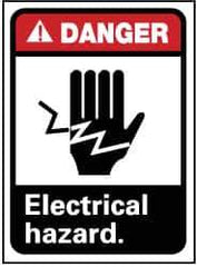 NMC - "Danger - Electrical Hazard", 14" Long x 10" Wide, Pressure-Sensitive Vinyl Safety Sign - Rectangle, 0.004" Thick, Use for Accident Prevention - Exact Tool & Supply