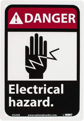 NMC - "Danger - Electrical Hazard", 10" Long x 7" Wide, Rigid Plastic Safety Sign - Rectangle, 0.05" Thick, Use for Accident Prevention - Exact Tool & Supply
