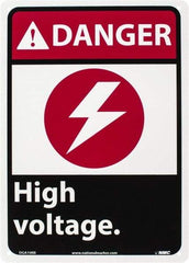 NMC - "Danger - High Voltage", 14" Long x 10" Wide, Rigid Plastic Safety Sign - Rectangle, 0.05" Thick, Use for Accident Prevention - Exact Tool & Supply