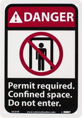 NMC - "Danger - Permit Required - Confined Space - Do Not Enter", 10" Long x 7" Wide, Rigid Plastic Safety Sign - Rectangle, 0.05" Thick, Use for Accident Prevention - Exact Tool & Supply