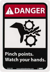 NMC - "Danger - Pinch Points - Watch Your Hands", 10" Long x 7" Wide, Rigid Plastic Safety Sign - Rectangle, 0.05" Thick, Use for Accident Prevention - Exact Tool & Supply