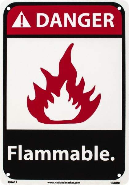NMC - Danger - Flammable, Plastic Fire Sign - 7" Wide x 10" High - Exact Tool & Supply