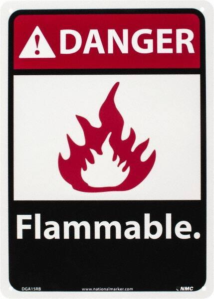 NMC - Danger - Flammable, Plastic Fire Sign - 10" Wide x 14" High - Exact Tool & Supply