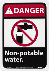 NMC - "Danger - Non-Potable Water", 10" Long x 7" Wide, Rigid Plastic Safety Sign - Rectangle, 0.05" Thick, Use for Restroom, Janitorial & Housekeeping - Exact Tool & Supply