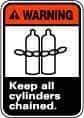 NMC - "Warning - Keep All Cylinders Chained", 14" Long x 10" Wide, Rigid Plastic Safety Sign - Rectangle, 0.05" Thick, Use for Accident Prevention - Exact Tool & Supply