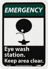 NMC - "Emergency - Eye Wash Station - Keep Area Clear", 10" Long x 7" Wide, Rigid Plastic Safety Sign - Rectangle, 0.05" Thick, Use for First Aid - Exact Tool & Supply