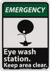 NMC - "Emergency - Eye Wash Station - Keep Area Clear", 14" Long x 10" Wide, Rigid Plastic Safety Sign - Rectangle, 0.05" Thick, Use for First Aid - Exact Tool & Supply