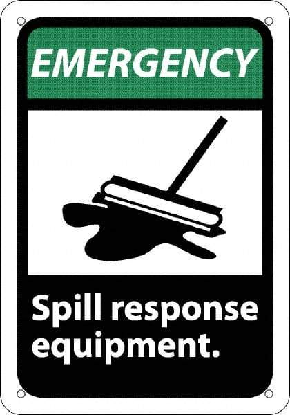 NMC - "Emergency - Spill Response Equipment", 10" Long x 7" Wide, Rigid Plastic Safety Sign - Rectangle, 0.05" Thick, Use for Accident Prevention - Exact Tool & Supply