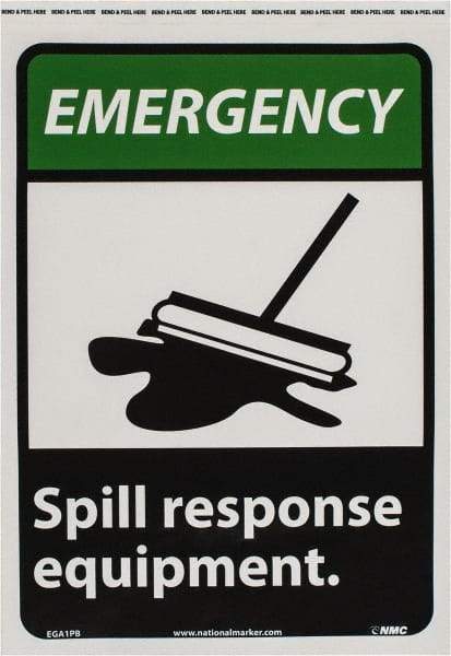 NMC - "Emergency - Spill Response Equipment", 14" Long x 10" Wide, Pressure-Sensitive Vinyl Safety Sign - Rectangle, 0.004" Thick, Use for Accident Prevention - Exact Tool & Supply
