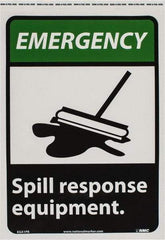 NMC - "Emergency - Spill Response Equipment", 14" Long x 10" Wide, Pressure-Sensitive Vinyl Safety Sign - Rectangle, 0.004" Thick, Use for Accident Prevention - Exact Tool & Supply
