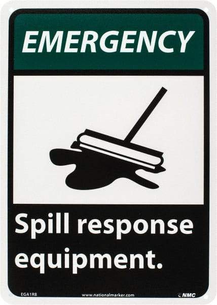 NMC - "Emergency - Spill Response Equipment", 14" Long x 10" Wide, Rigid Plastic Safety Sign - Rectangle, 0.05" Thick, Use for Accident Prevention - Exact Tool & Supply