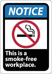 NMC - "Notice - This Is a Smoke-Free Workplace", 10" Long x 7" Wide, Rigid Plastic Safety Sign - Rectangle, 0.05" Thick, Use for Security & Admittance - Exact Tool & Supply