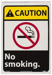 NMC - "Caution - No Smoking", 14" Long x 10" Wide, Pressure-Sensitive Vinyl Safety Sign - Rectangle, 0.004" Thick, Use for Accident Prevention - Exact Tool & Supply