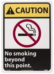 NMC - "Caution - No Smoking Beyond This Point", 14" Long x 10" Wide, Rigid Plastic Safety Sign - Rectangle, 0.05" Thick, Use for Accident Prevention - Exact Tool & Supply