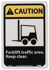 NMC - "Caution - Forklift Traffic Area - Keep Clear", 10" Long x 7" Wide, Rigid Plastic Safety Sign - Rectangle, 0.05" Thick, Use for Accident Prevention - Exact Tool & Supply