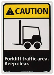 NMC - "Caution - Forklift Traffic Area - Keep Clear", 14" Long x 10" Wide, Rigid Plastic Safety Sign - Rectangle, 0.05" Thick, Use for Accident Prevention - Exact Tool & Supply