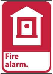 NMC - Fire Alarm, Pressure Sensitive Vinyl Fire Sign - 10" Wide x 14" High - Exact Tool & Supply