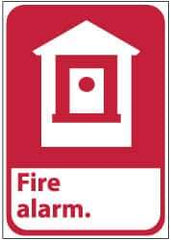 NMC - Fire Alarm, Pressure Sensitive Vinyl Fire Sign - 10" Wide x 14" High - Exact Tool & Supply