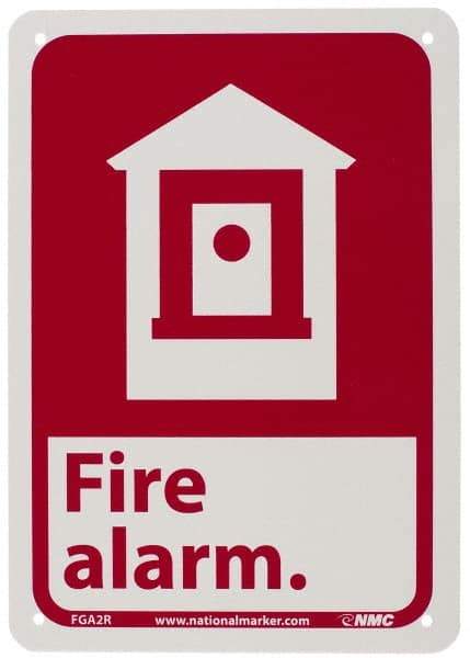 NMC - Fire Alarm, Plastic Fire Sign - 7" Wide x 10" High - Exact Tool & Supply