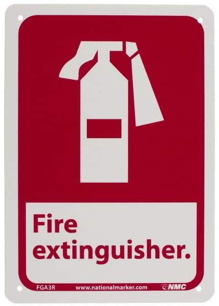 NMC - Fire Extinguisher, Plastic Fire Sign - 7" Wide x 10" High - Exact Tool & Supply