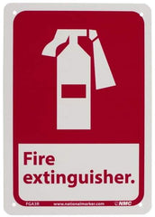 NMC - Fire Extinguisher, Plastic Fire Sign - 7" Wide x 10" High - Exact Tool & Supply